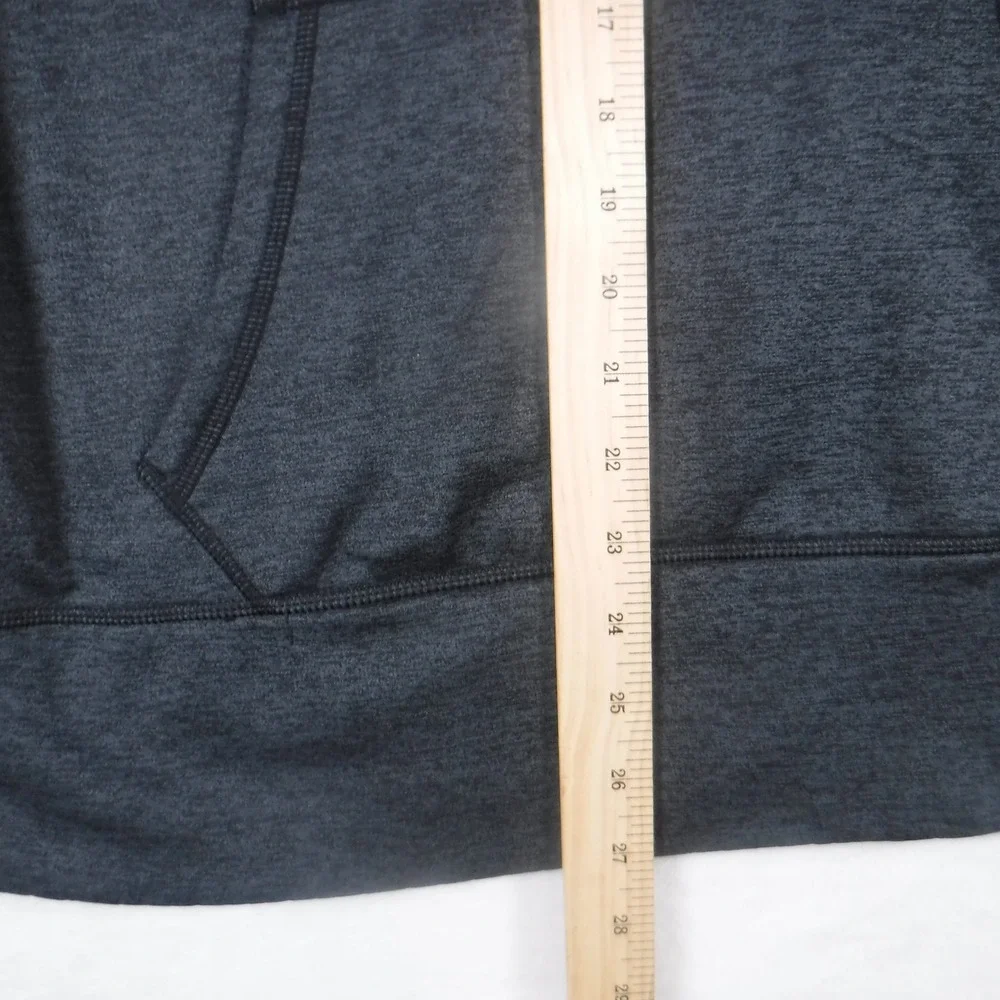 Nike Therma Fit Pullover Hoodie Women L Black Gray Pink Swoosh Logo Thumb Holes